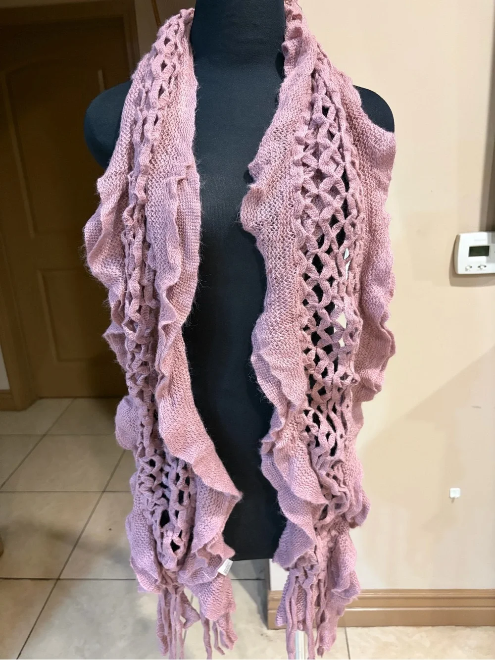 Soft Rose Knit Fringe Scarf - Women's Accessory